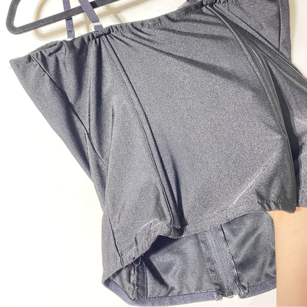 Black Faux Leather Zip Front Bustier Top M - Picture 11 of 16